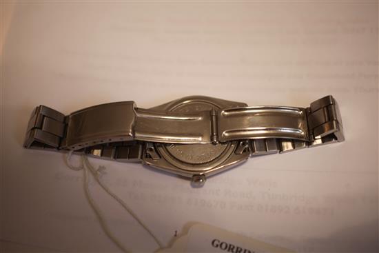 A gentlemans stainless steel Tudor Oysterdate manual wind wrist watch,